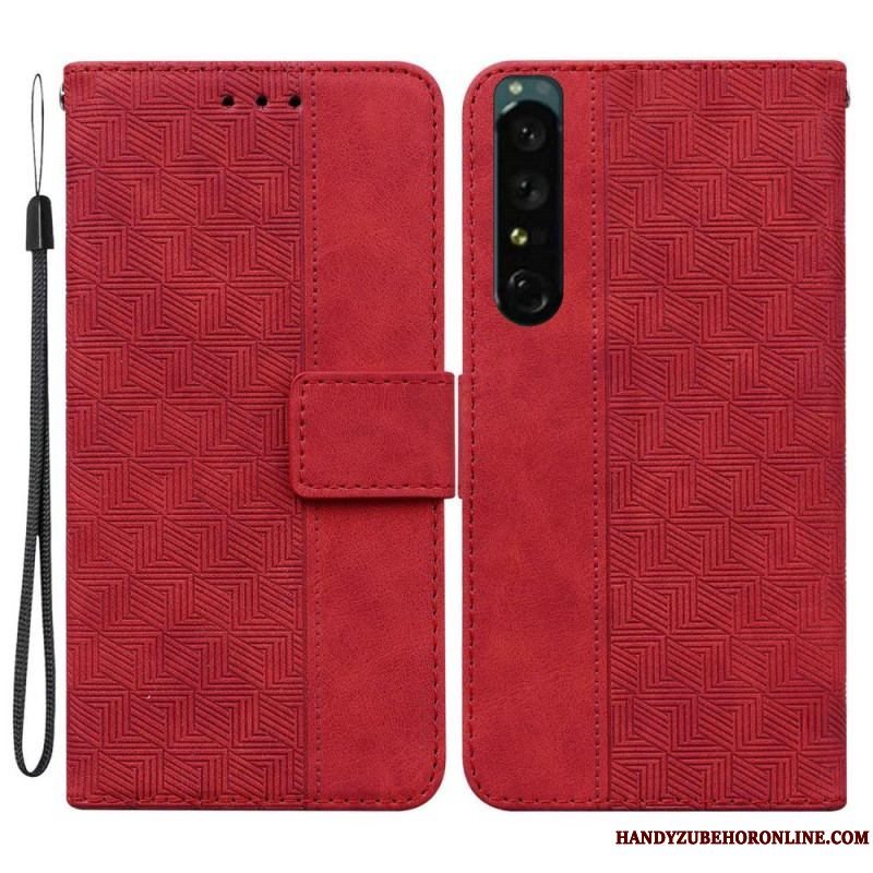 Flip Cover Sony Xperia 1 IV Med Snor Strappy Mønster