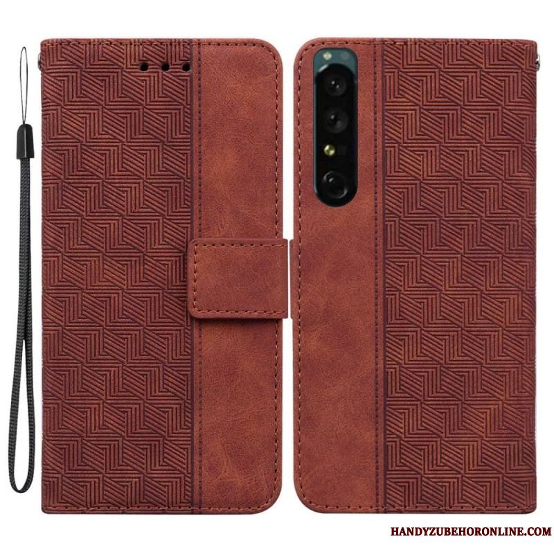 Flip Cover Sony Xperia 1 IV Med Snor Strappy Mønster