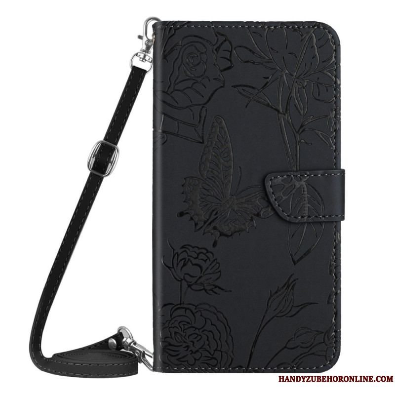 Flip Cover Sony Xperia 1 IV Sommerfugle Og Skulderrem