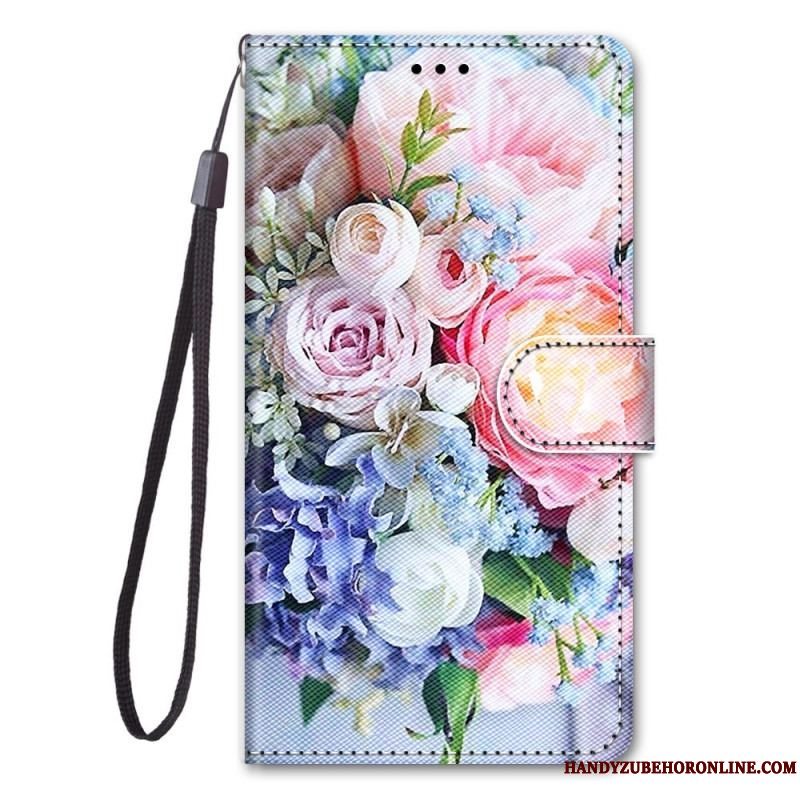 Flip Cover Sony Xperia 10 IV Blomster Med Rem