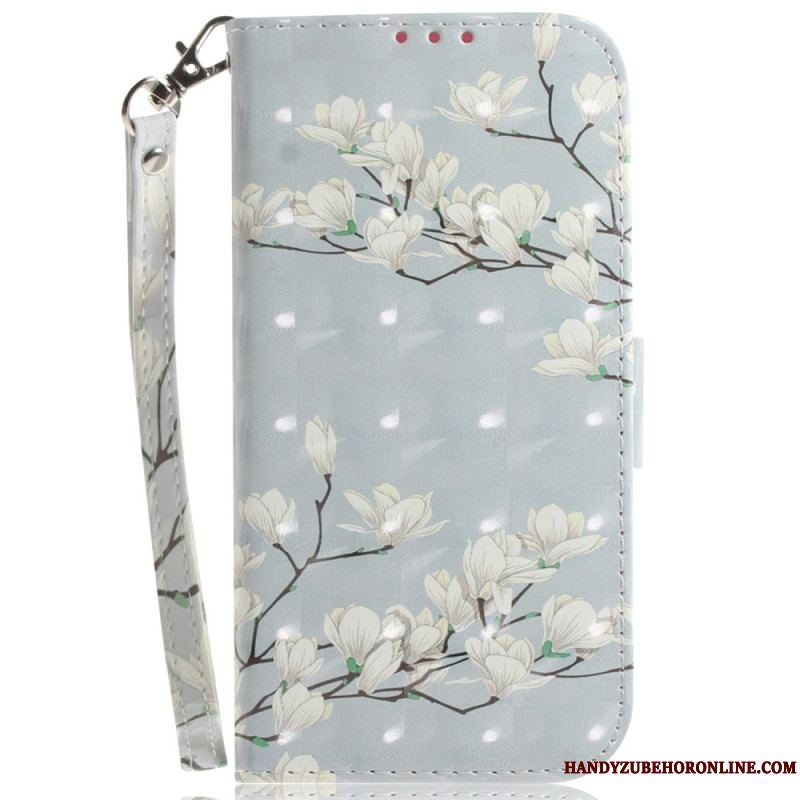 Flip Cover Xiaomi 13 Pro Med Snor Strop Blomstergrene