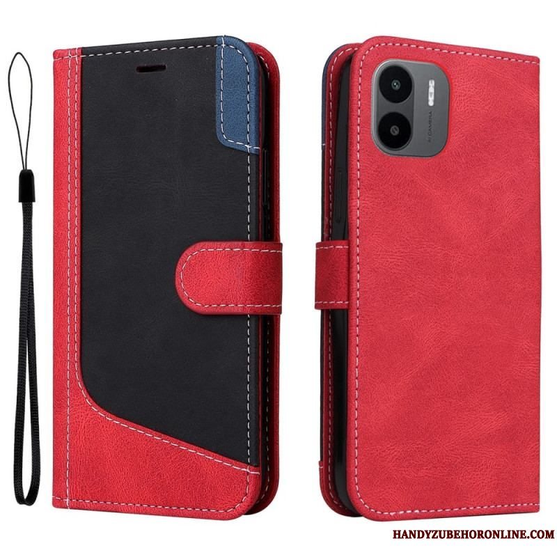 Flip Cover Xiaomi Redmi A1 Med Snor Trefarvet Rem