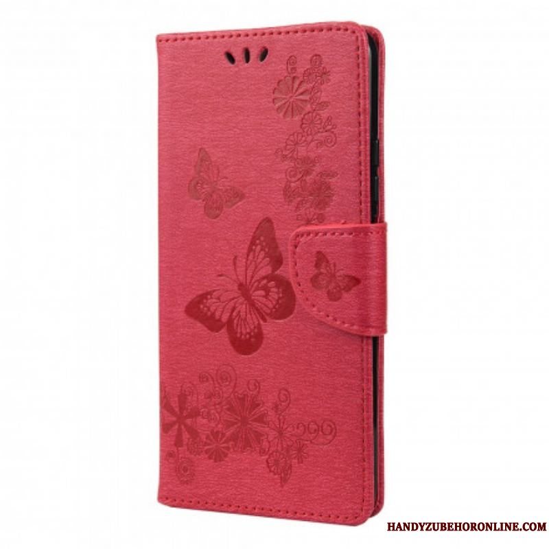 Flip Cover Xiaomi Redmi Note 10 / 10S Kun Sommerfugle Med Snor