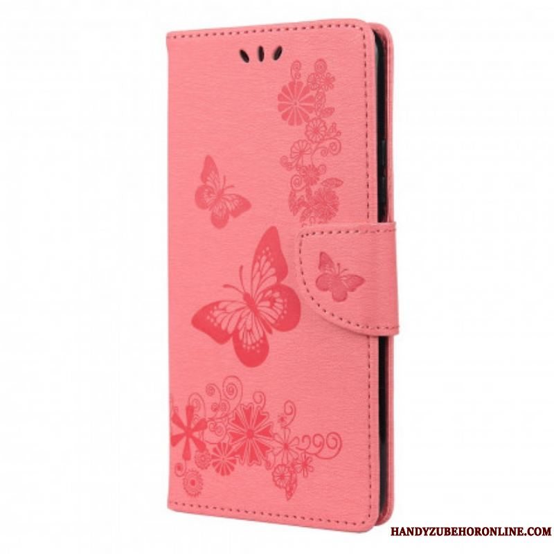 Flip Cover Xiaomi Redmi Note 10 / 10S Kun Sommerfugle Med Snor