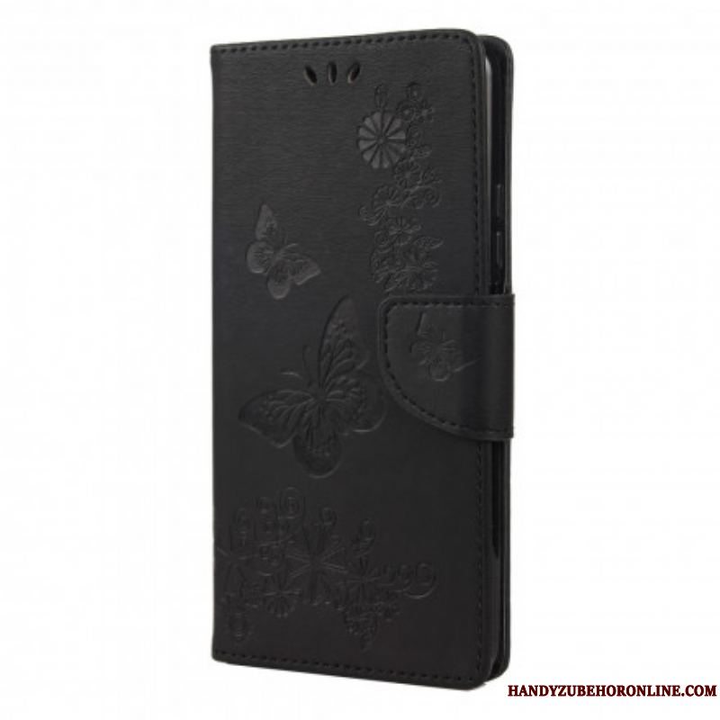 Flip Cover Xiaomi Redmi Note 10 Pro Kun Sommerfugle Med Snor