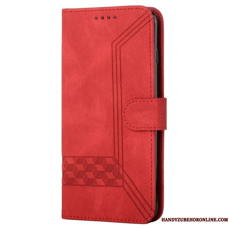 Flip Cover Xiaomi Redmi Note 10 Pro Med Snor Strip Geometrisk Frise