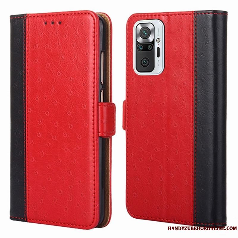 Flip Cover Xiaomi Redmi Note 10 Pro Tofarvet Struds Hudtekstur