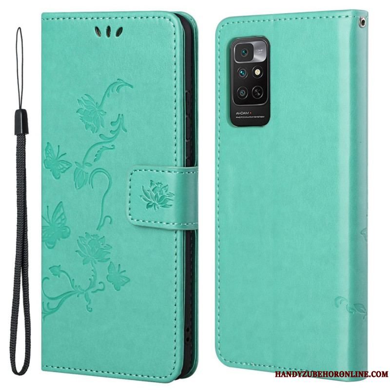 Flip Cover Xiaomi Redmi Note 11 / 11S Med Snor Rem Blomster