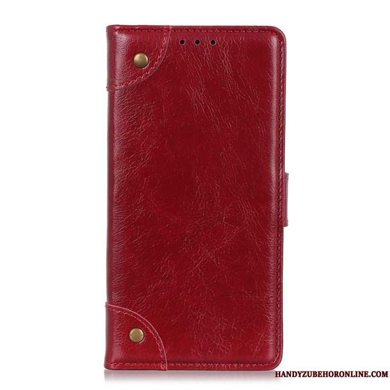 Flip Cover Xiaomi Redmi Note 11 / 11S Style Nappa Læder Vintage Nitter