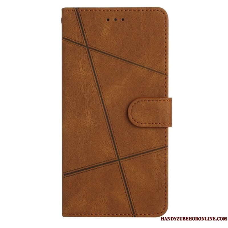 Flip Cover Xiaomi Redmi Note 12 4G Med Snor Strappy Geometrisk