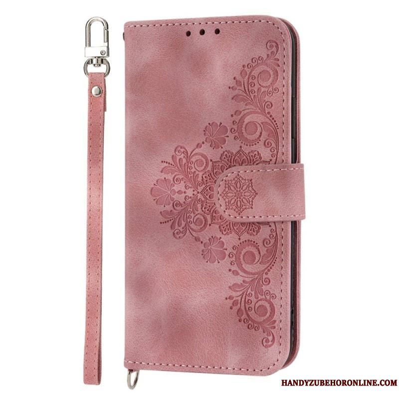 Flip Cover Xiaomi Redmi Note 12 Pro Blomster Med Rem Og Skulderrem