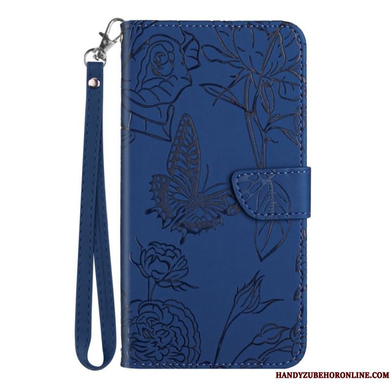 Flip Cover Xiaomi Redmi Note 12 Pro Sommerfugle Og Snor