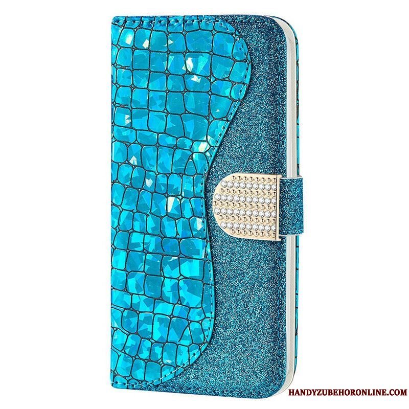 Flip Cover iPhone 13 Mini Krokodille Diamanter