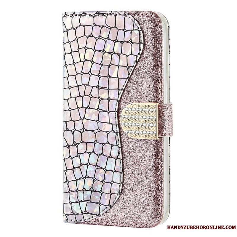 Flip Cover iPhone 13 Mini Krokodille Diamanter