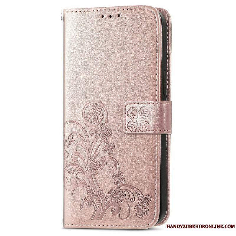 Flip Cover iPhone 13 Mini Med Snor Sommerfugle Og Blomsterrem