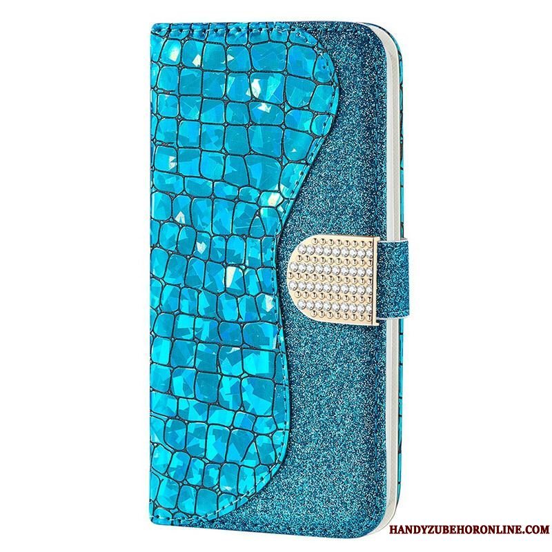 Flip Cover iPhone 13 Pro Max Krokodille Diamanter