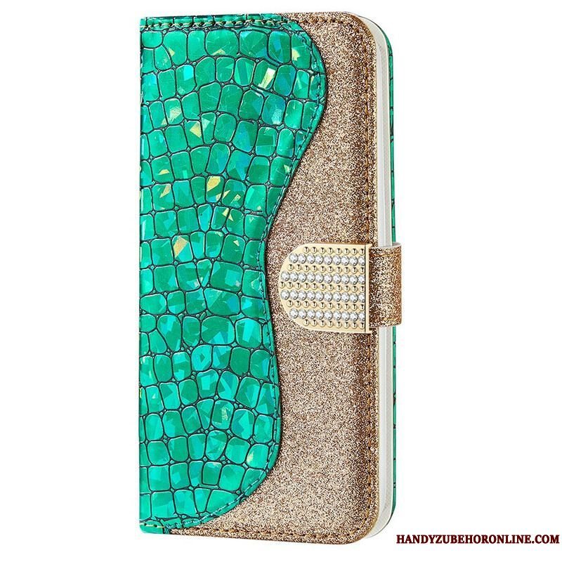 Flip Cover iPhone 13 Pro Max Krokodille Diamanter