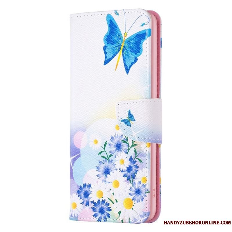 Flip Cover iPhone 14 Pro Akvarel Sommerfugle