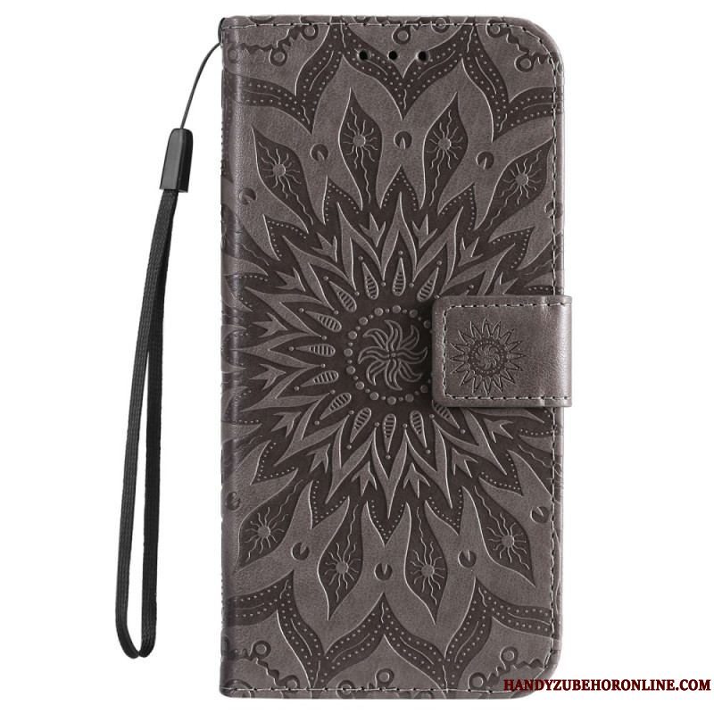 Flip Cover iPhone 14 Pro Max Mandala Sun Med Snor