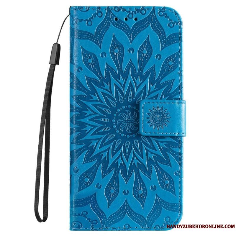 Flip Cover iPhone 14 Pro Max Mandala Sun Med Snor