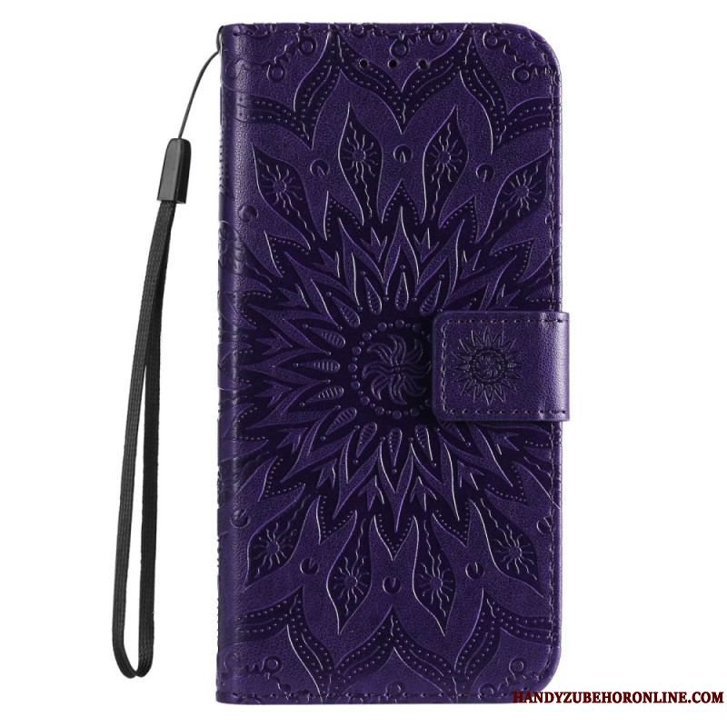 Flip Cover iPhone 14 Pro Max Mandala Sun Med Snor