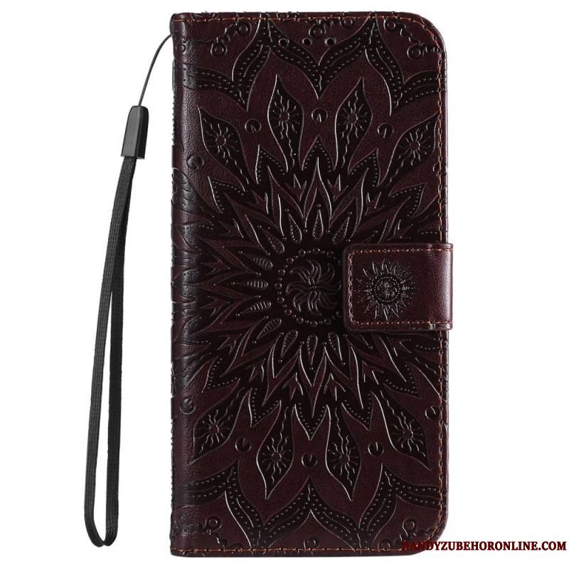 Flip Cover iPhone 14 Pro Max Mandala Sun Med Snor