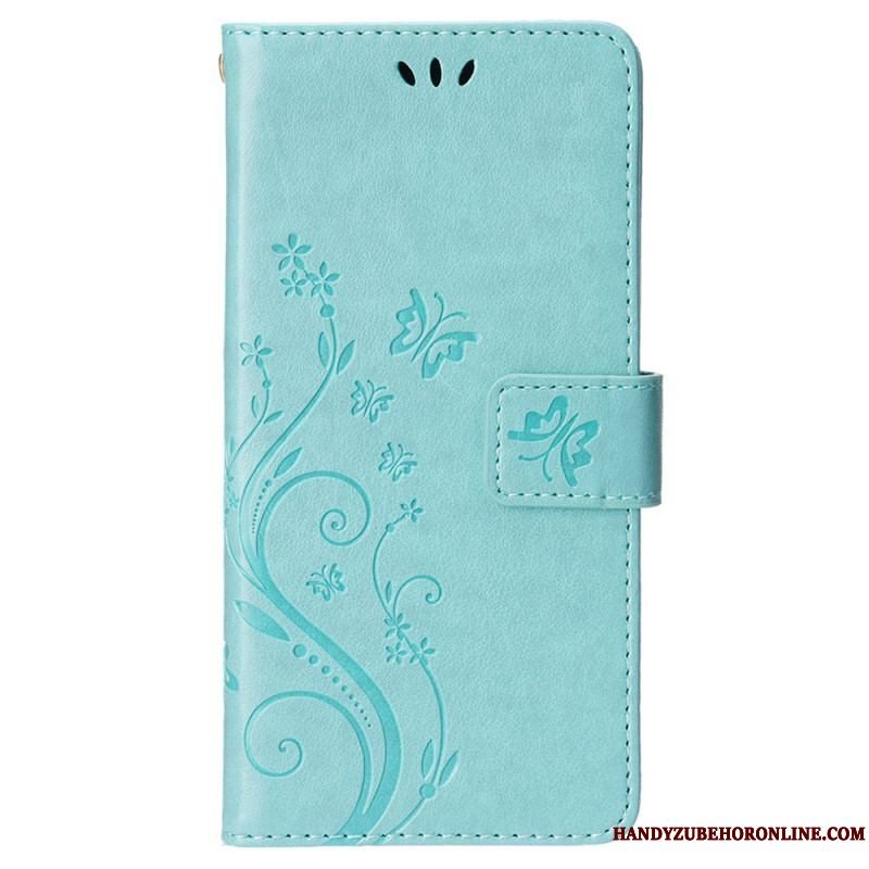 Flip Cover iPhone 15 Blomster Med Snor