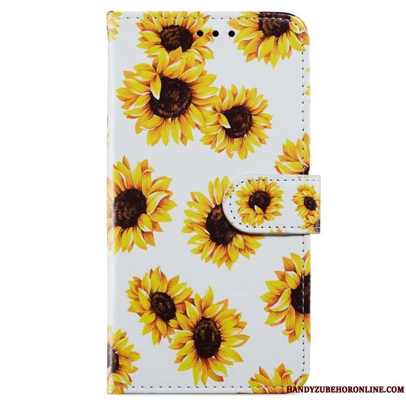 Flip Cover iPhone 15 Plus Med Snor Blomster Med Rem