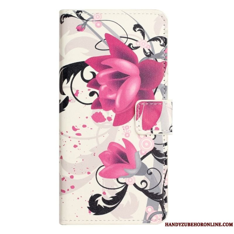 Flip Cover iPhone 15 Plus Tropiske Blomster