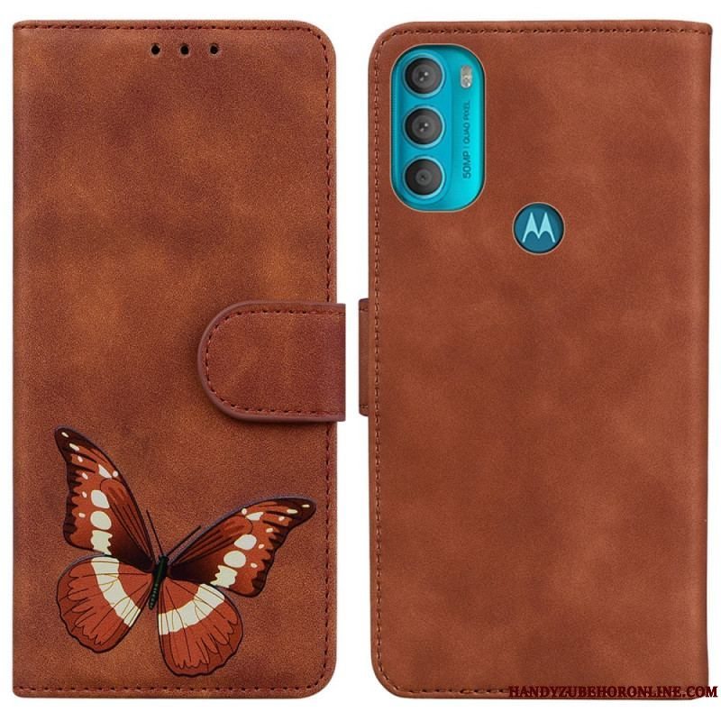 Læder Cover Moto G71 5G Skin-touch Butterfly