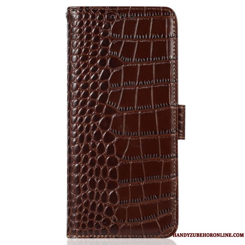 Læder Cover Moto G73 5G Crocodile Style Rfid