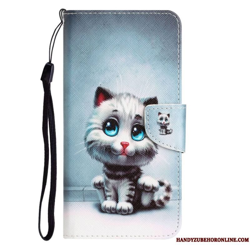 Læder Cover Samsung Galaxy A14 / A14 5G Med Snor Kun Thong Cats