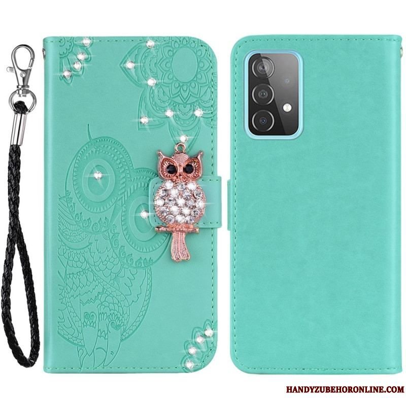 Læder Cover Samsung Galaxy A53 5G Ugle Mandala Og Charm