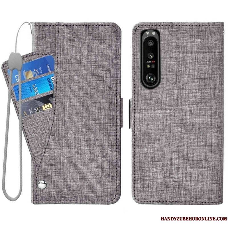 Læder Cover Sony Xperia 1 IV Jeans Med Roterende Kortholder