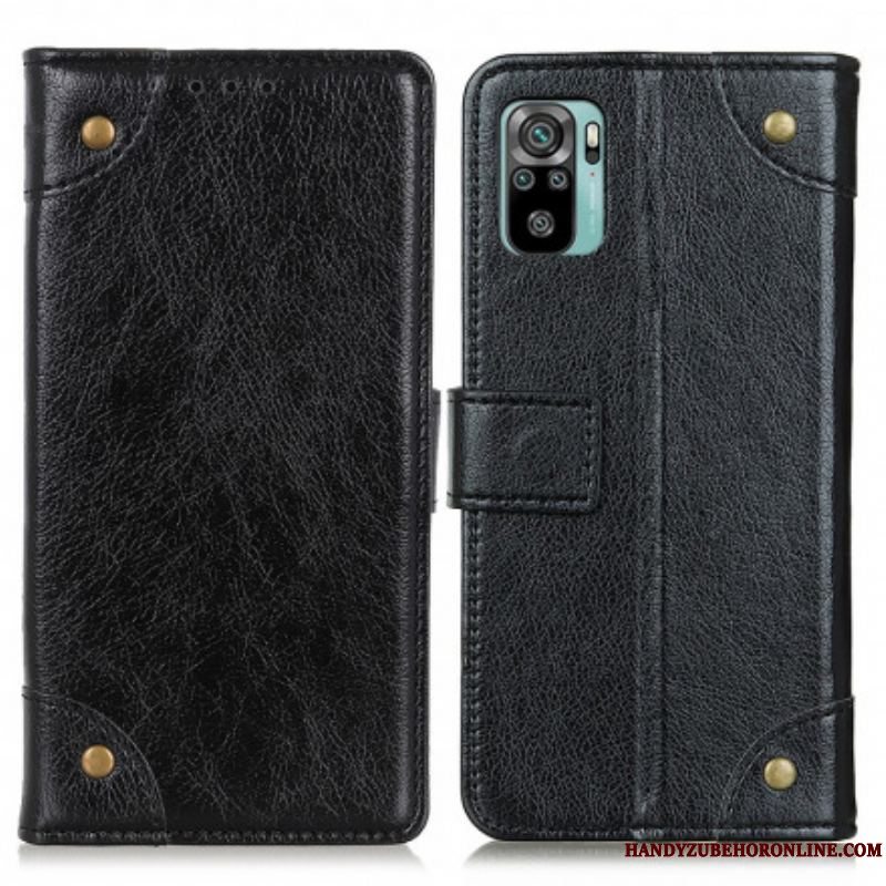 Læder Cover Xiaomi Redmi Note 10 / 10S Style Nappa Læder Vintage Nitter