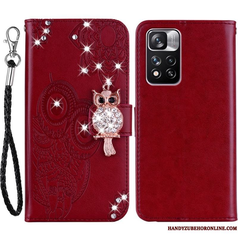 Læder Cover Xiaomi Redmi Note 11 Pro Plus 5G Ugle Mandala Og Charm