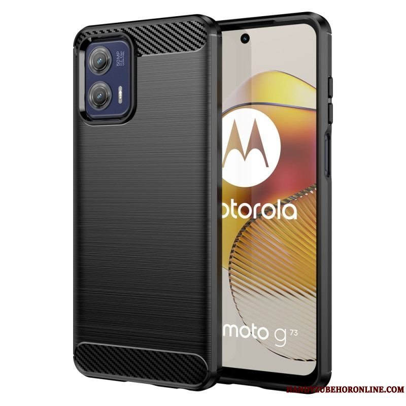 Mobilcover Moto G73 5G Børstet Kulfiber