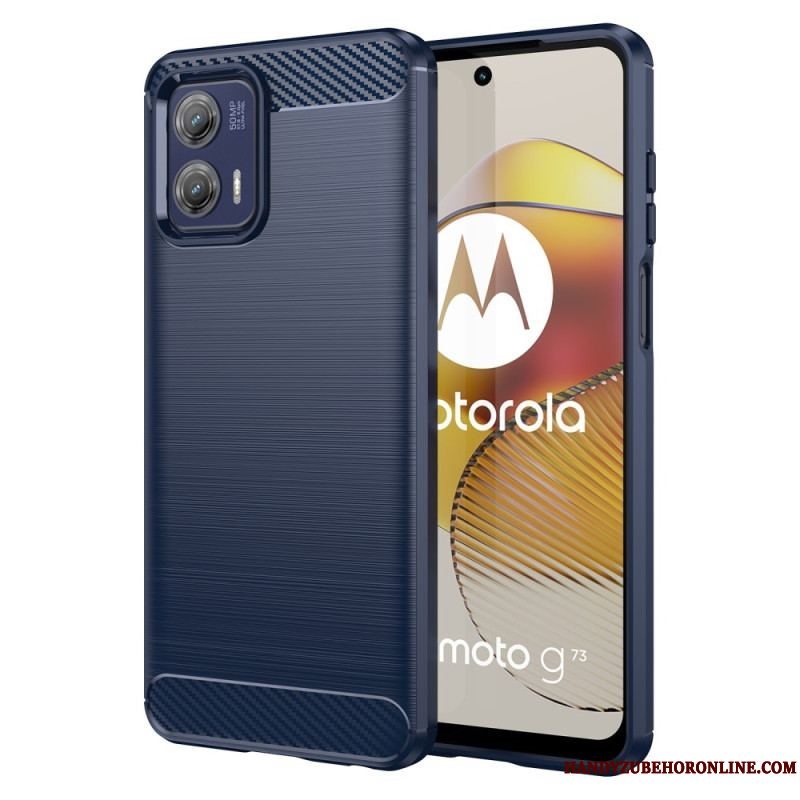 Mobilcover Moto G73 5G Børstet Kulfiber