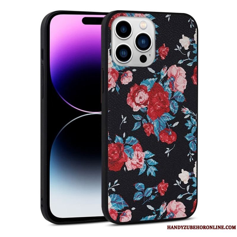 Mobilcover iPhone 14 Pro Blomster I Kunstlæder