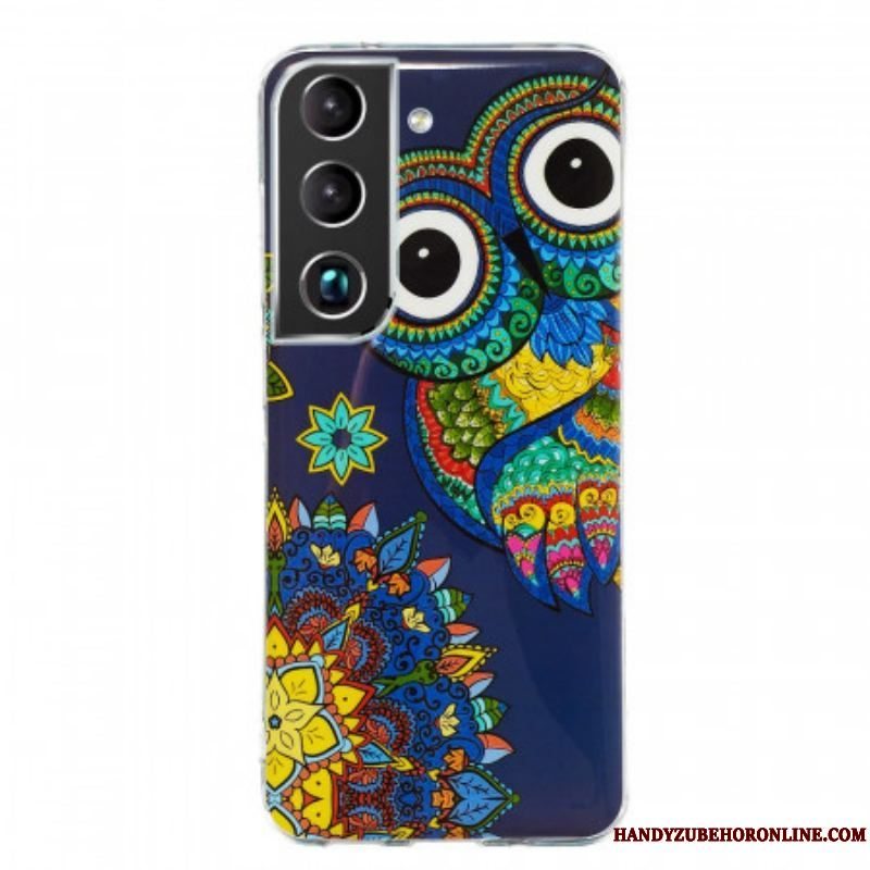 Cover Samsung Galaxy S22 Plus 5G Fluorescerende Ugle Mandala