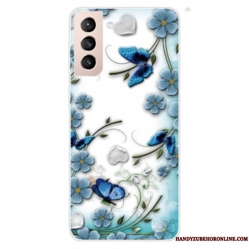 Cover Samsung Galaxy S22 Plus 5G Retro Sommerfugle Og Blomster