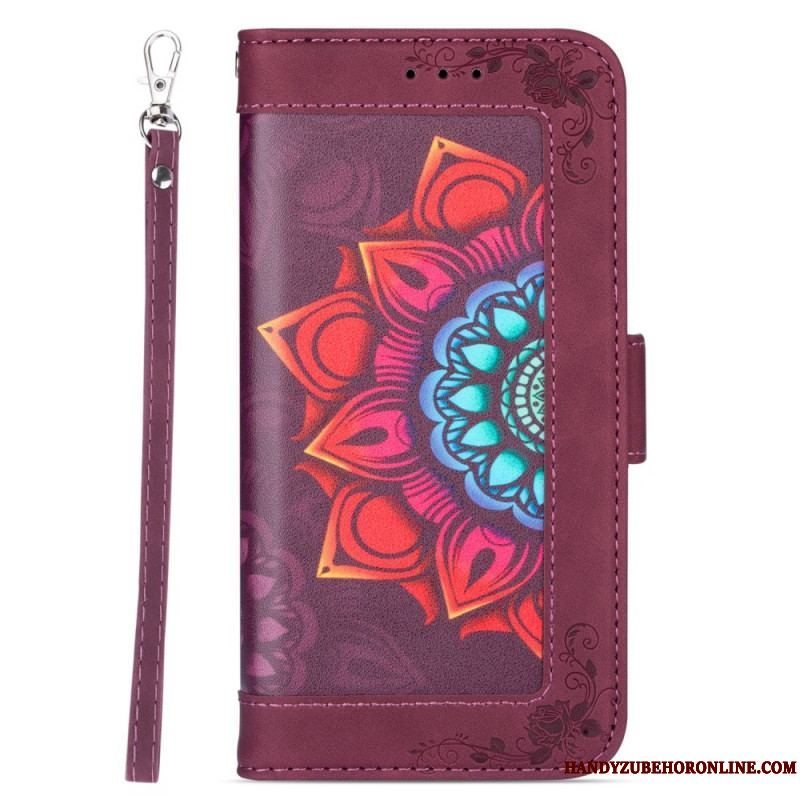 Flip Cover Samsung Galaxy S22 5G Med Snor Strappy Mandala Dekoration