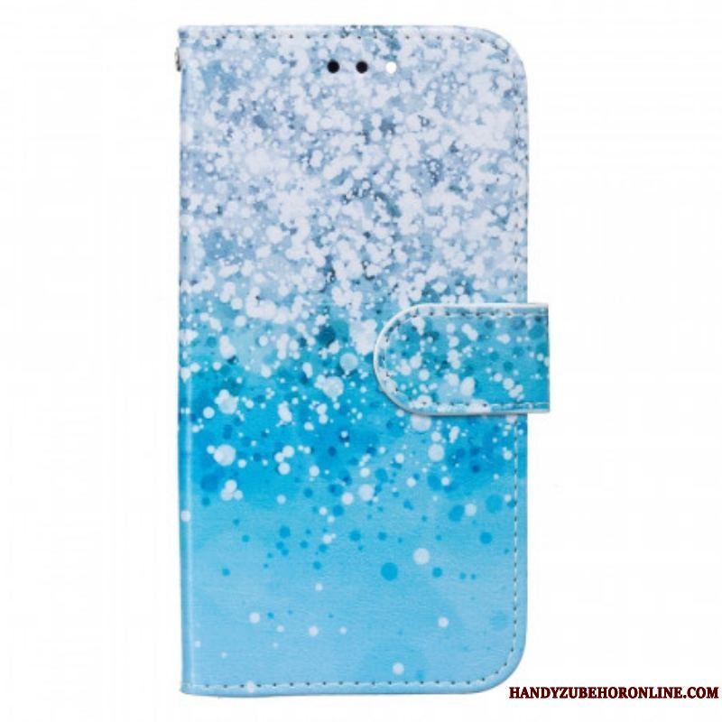 Flip Cover Samsung Galaxy S22 Plus 5G Blå Glitter Gradient