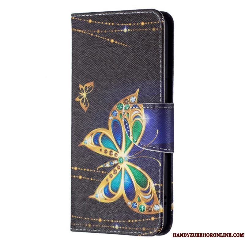 Flip Cover Samsung Galaxy S22 Plus 5G Gyldne Sommerfugle