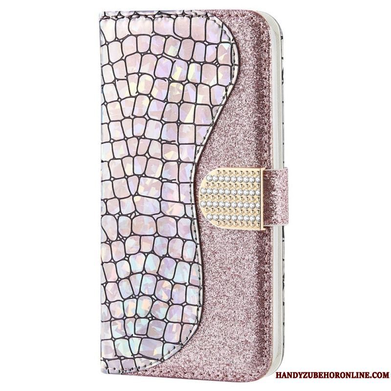 Flip Cover Samsung Galaxy S22 Plus 5G Krokodille Diamanter