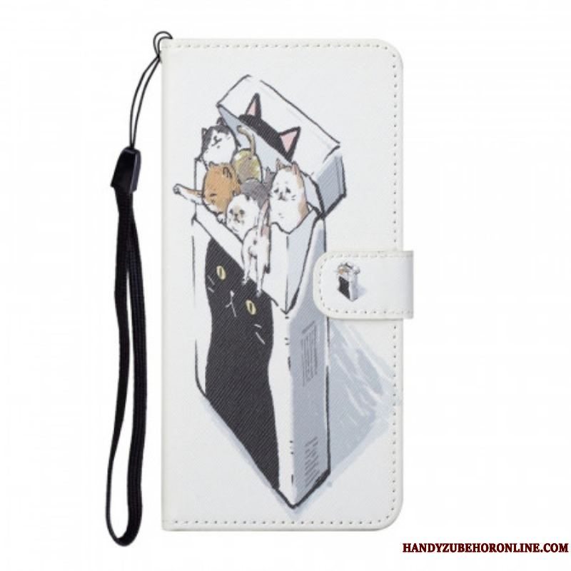 Flip Cover Samsung Galaxy S22 Plus 5G Med Snor Levering Thong Cats