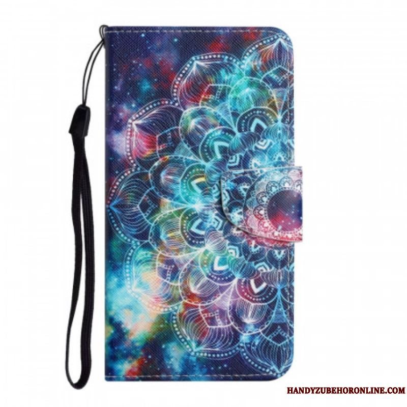 Flip Cover Samsung Galaxy S22 Plus 5G Med Snor Prangende Halv Mandala Strappy