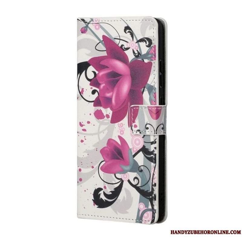 Flip Cover Samsung Galaxy S22 Plus 5G Tropiske Blomster