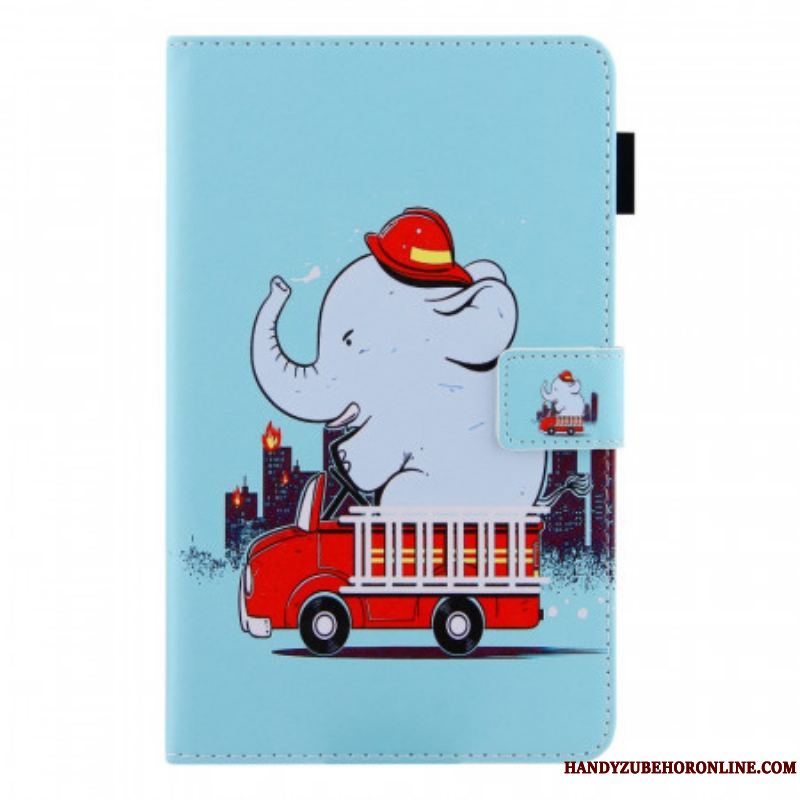 Læder Cover Samsung Galaxy Tab A8 (2021) Brandmand Elefant